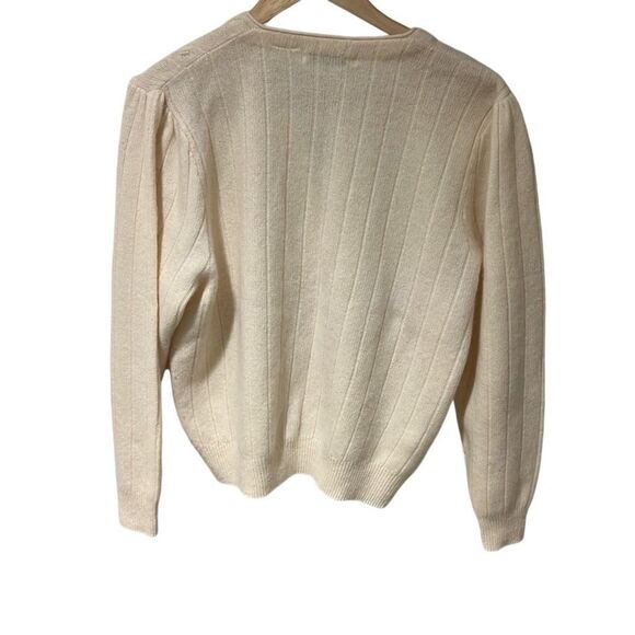 C. WEBB CO Cream Cable Knit Cardigan - Vintage Size L - Picture 3 of 13